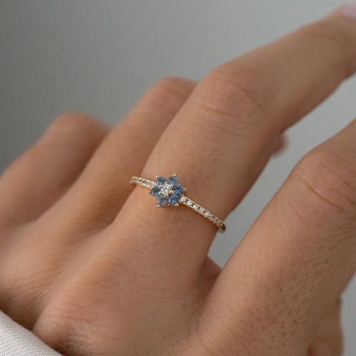 Aquamarine Flower Ring