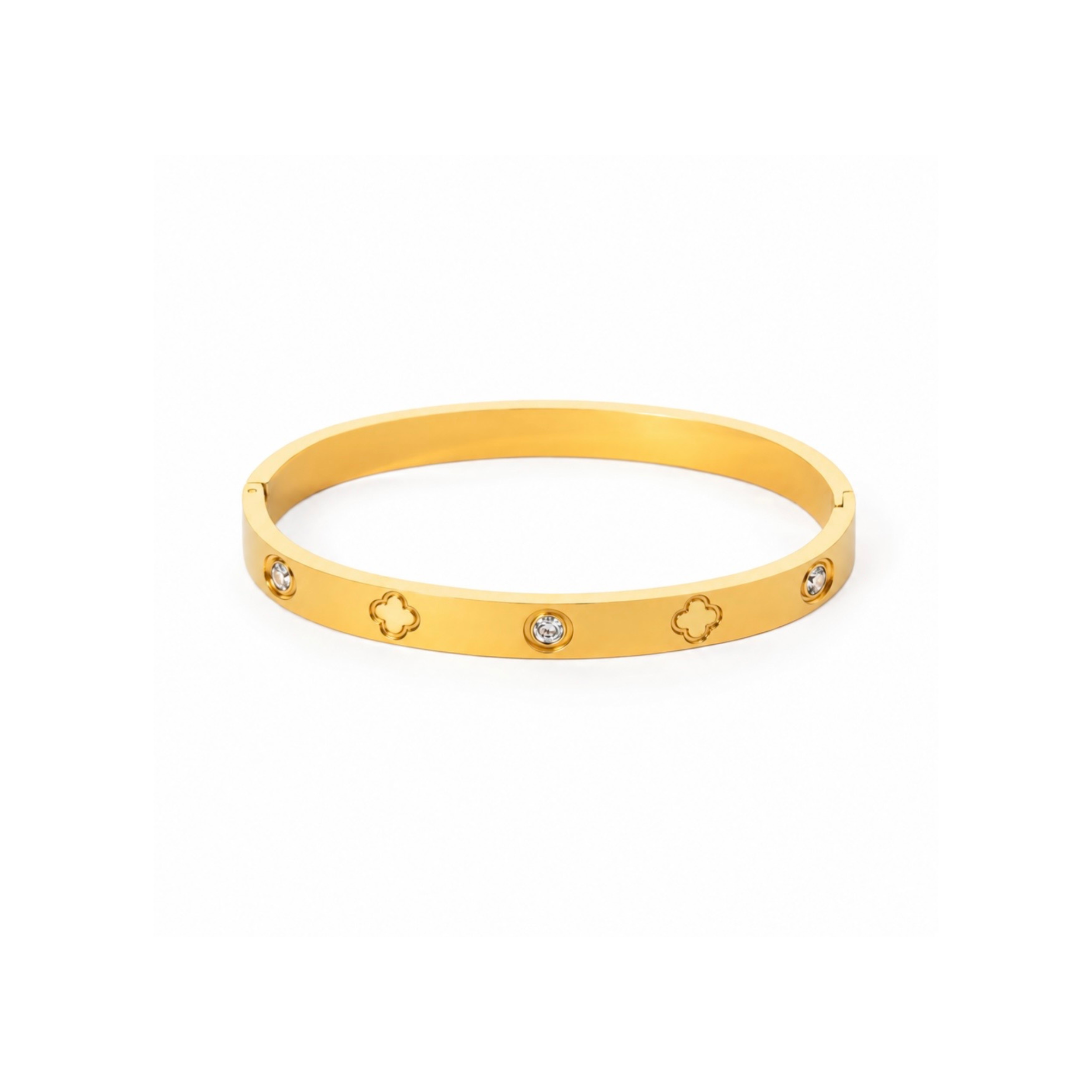 Carrie Clover Bangle Gold Bracelet - Orielle Luxe