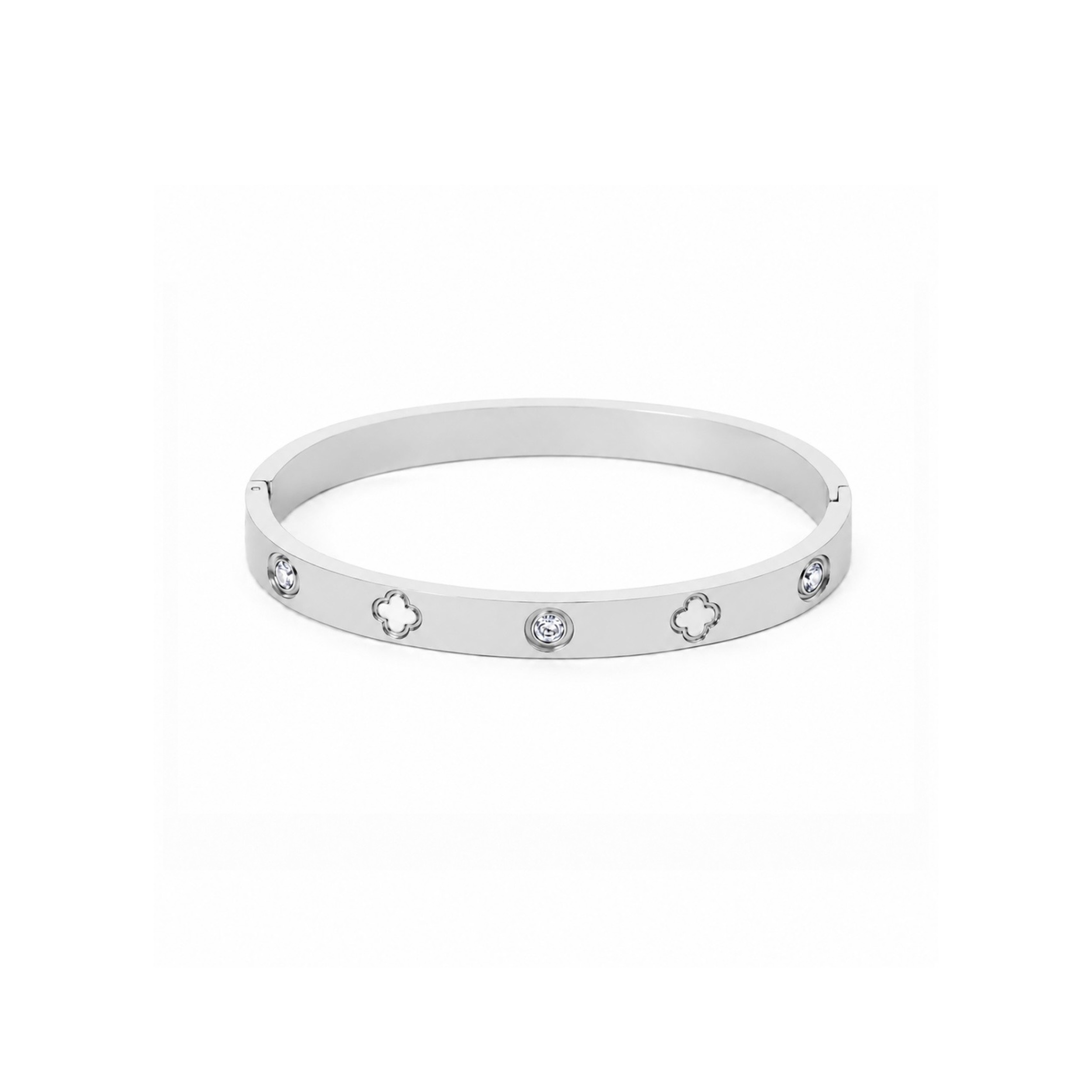 Carrie Clover Bangle - Silver