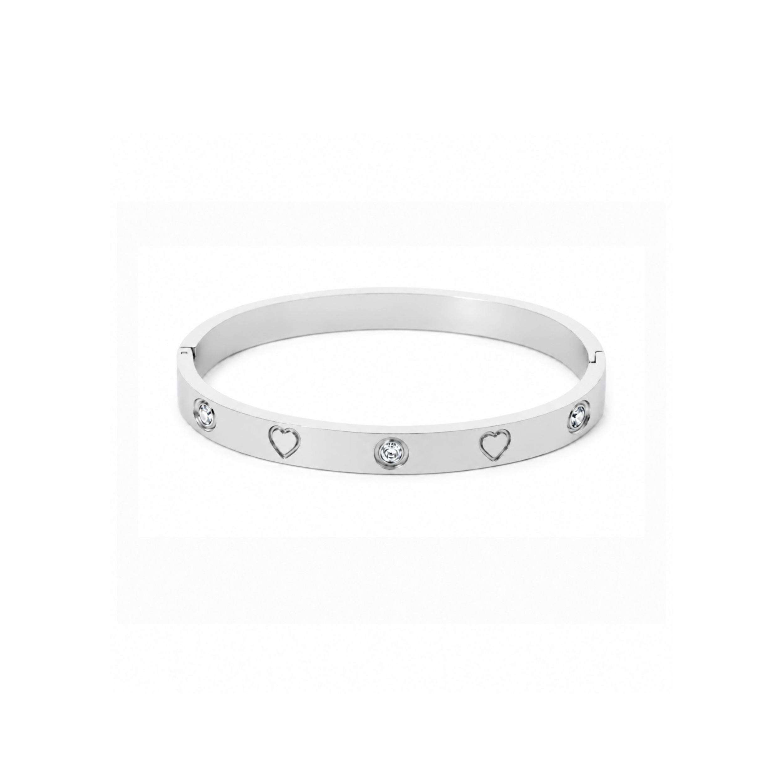 Carrie Heart Bangle - Silver